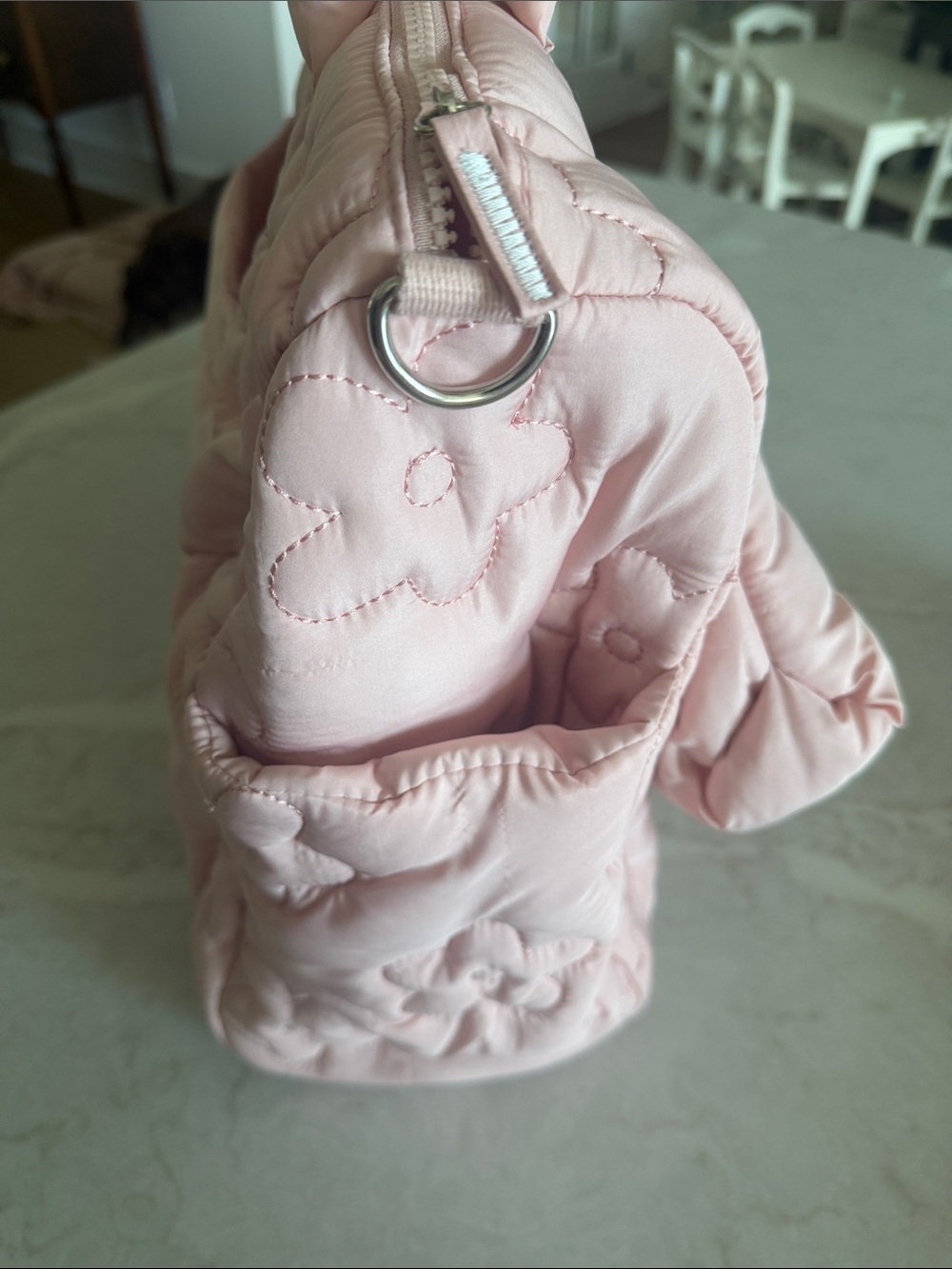 Wilo Quilted Floral Travel Tote in Light Pink - Picture 7 of 14